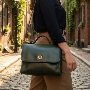Vintage COACH Court Bag 1989 Continental Collection in Forest Green